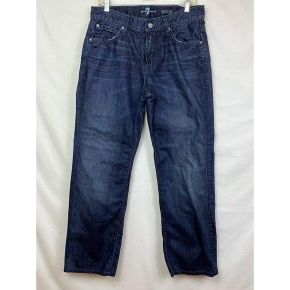 7 For All Mankind Men's Size 32 Blue Austyn Straight Leg 5 Pocket Denim Jeans - Picture 1 of 7